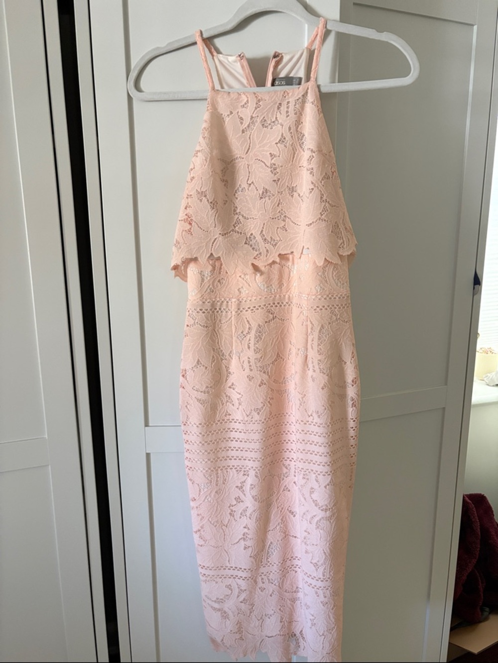 ASOS Blush Lace Halter Midi Dress